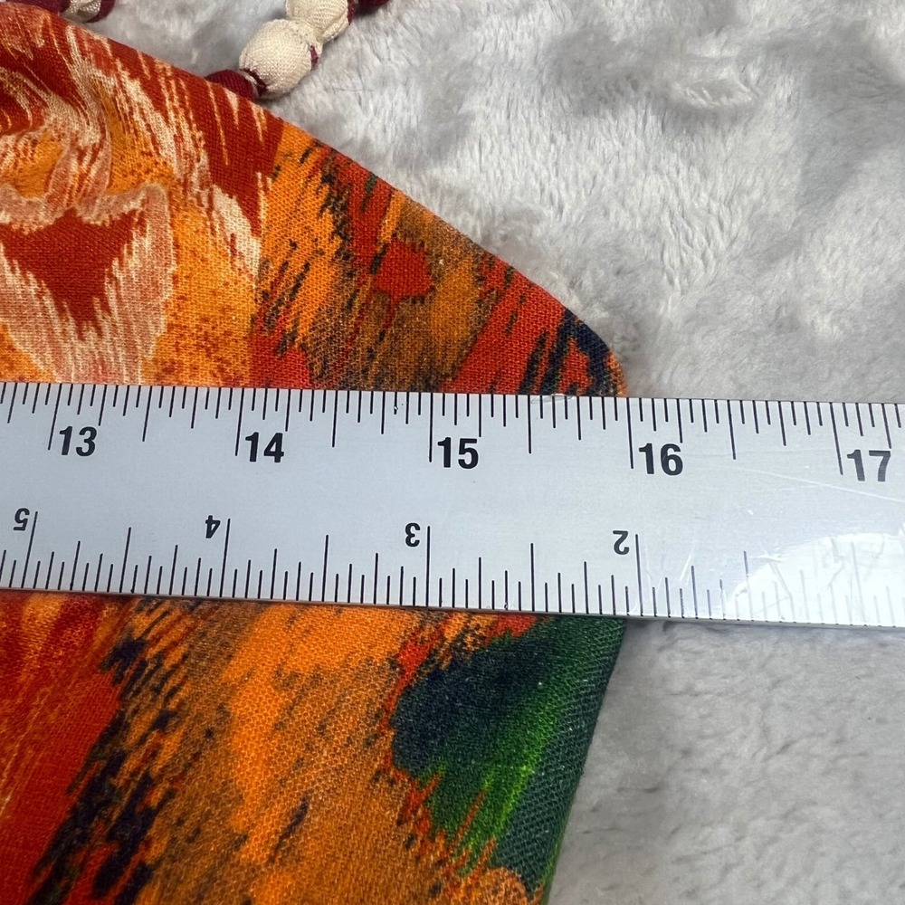 NWT Farm Rio Women's Medium Midi Dress Orange Ikat Print Beaded Straps Anthro - Picture 4 of 11